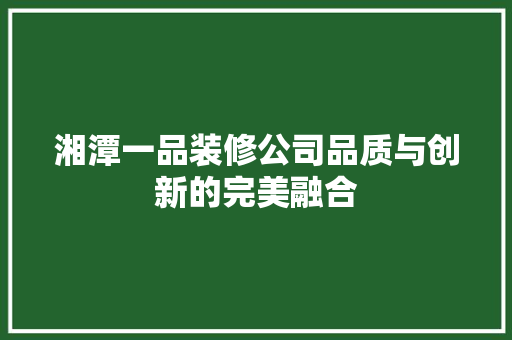 湘潭一品装修公司品质与创新的完美融合