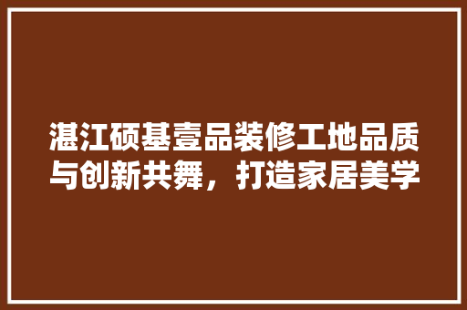 湛江硕基壹品装修工地品质与创新共舞，打造家居美学新典范