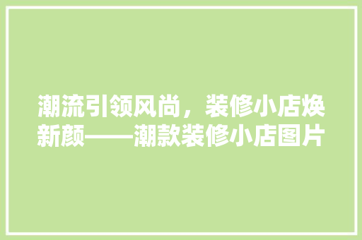 潮流引领风尚，装修小店焕新颜——潮款装修小店图片大全集
