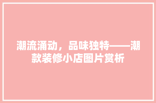 潮流涌动，品味独特——潮款装修小店图片赏析