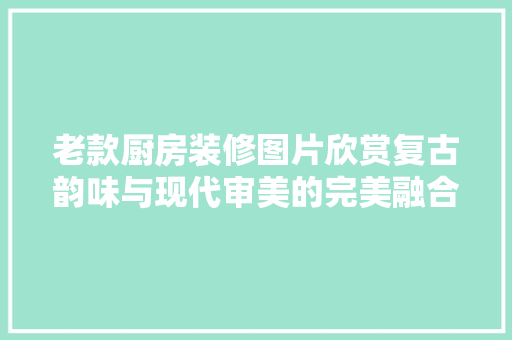 老款厨房装修图片欣赏复古韵味与现代审美的完美融合