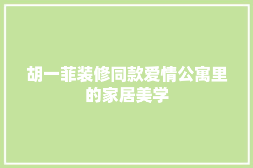 胡一菲装修同款爱情公寓里的家居美学