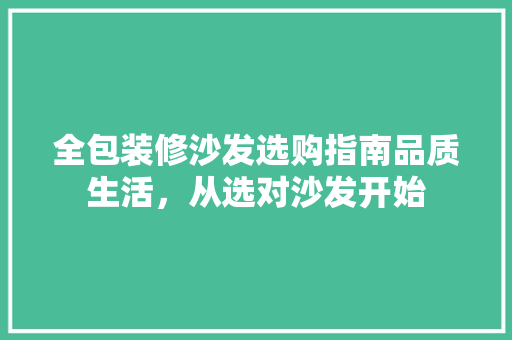 全包装修沙发选购指南品质生活，从选对沙发开始