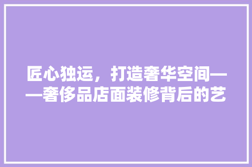 匠心独运，打造奢华空间——奢侈品店面装修背后的艺术与智慧