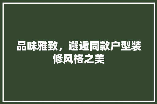 品味雅致，邂逅同款户型装修风格之美