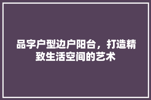 品字户型边户阳台，打造精致生活空间的艺术