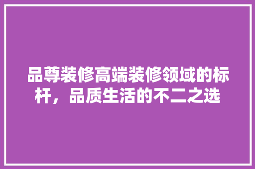 品尊装修高端装修领域的标杆，品质生活的不二之选