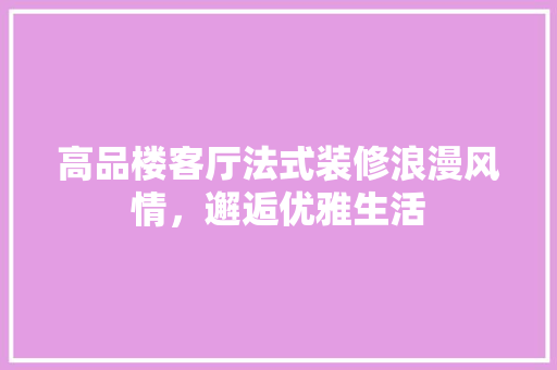 高品楼客厅法式装修浪漫风情，邂逅优雅生活 常用设备