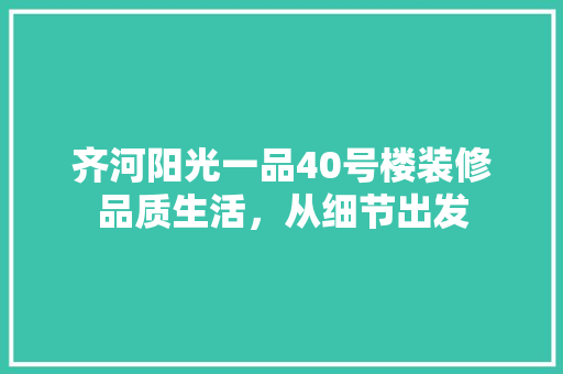 齐河阳光一品40号楼装修品质生活，从细节出发