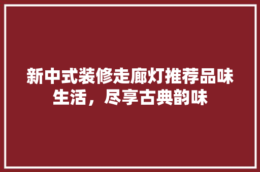 新中式装修走廊灯推荐品味生活，尽享古典韵味