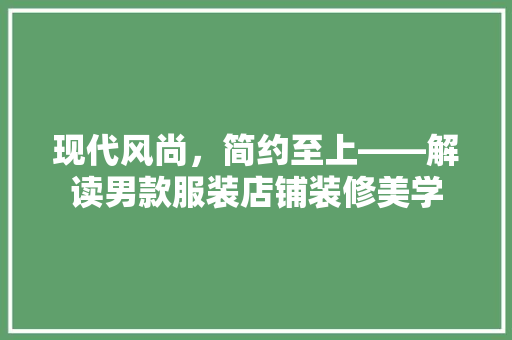 现代风尚，简约至上——解读男款服装店铺装修美学