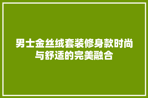 男士金丝绒套装修身款时尚与舒适的完美融合