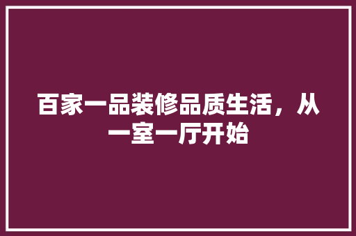 百家一品装修品质生活，从一室一厅开始