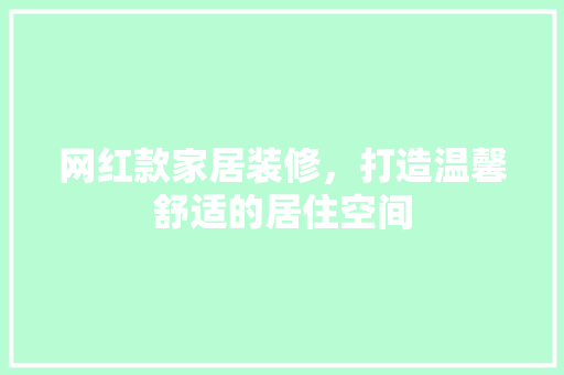 网红款家居装修，打造温馨舒适的居住空间