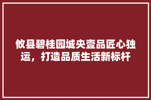 攸县碧桂园城央壹品匠心独运，打造品质生活新标杆