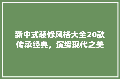 新中式装修风格大全20款传承经典，演绎现代之美