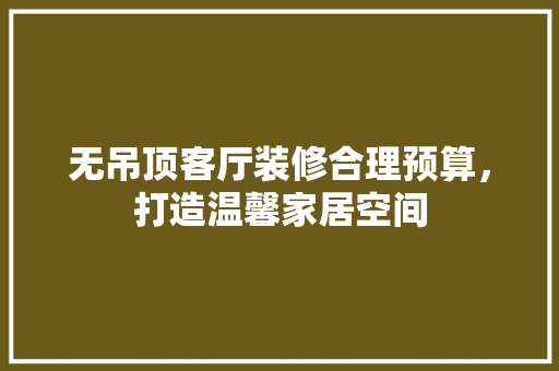 无吊顶客厅装修合理预算，打造温馨家居空间