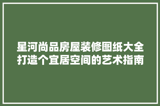 星河尚品房屋装修图纸大全打造个宜居空间的艺术指南