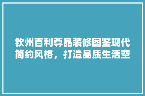 钦州百利尊品装修图鉴现代简约风格，打造品质生活空间