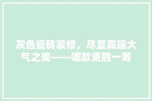 灰色瓷砖装修，尽显高端大气之美——哪款更胜一筹