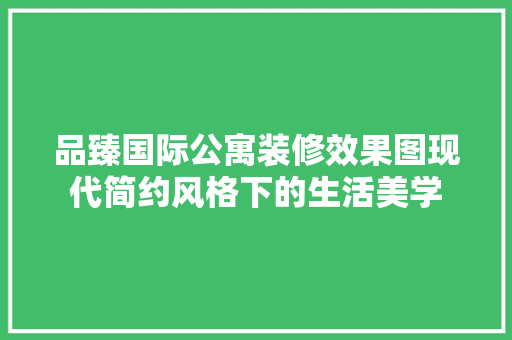 品臻国际公寓装修效果图现代简约风格下的生活美学