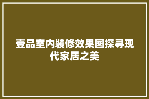 壹品室内装修效果图探寻现代家居之美