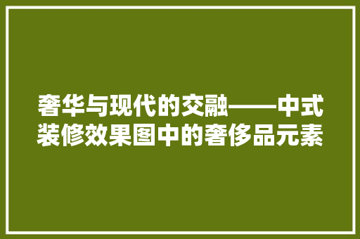 奢华与现代的交融——中式装修效果图中的奢侈品元素 公共建筑设计