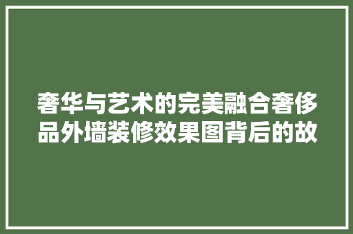奢华与艺术的完美融合奢侈品外墙装修效果图背后的故事