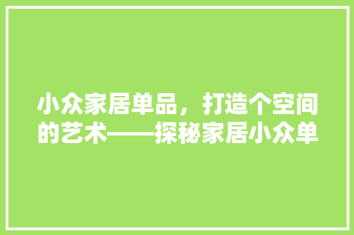 小众家居单品，打造个空间的艺术——探秘家居小众单品店铺装修