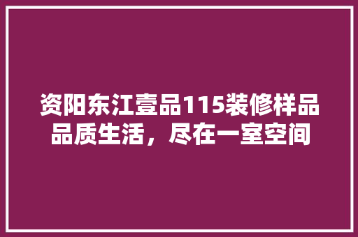 资阳东江壹品115装修样品品质生活，尽在一室空间