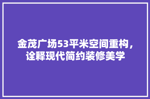 金茂广场53平米空间重构，诠释现代简约装修美学