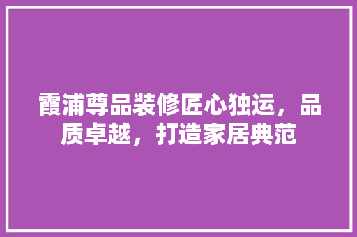 霞浦尊品装修匠心独运，品质卓越，打造家居典范