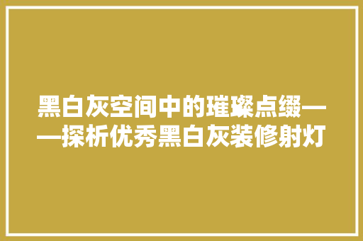 黑白灰空间中的璀璨点缀——探析优秀黑白灰装修射灯推荐