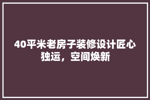 40平米老房子装修设计匠心独运，空间焕新