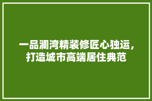 一品澜湾精装修匠心独运，打造城市高端居住典范