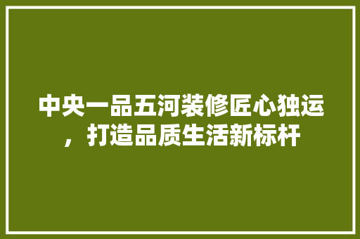 中央一品五河装修匠心独运，打造品质生活新标杆