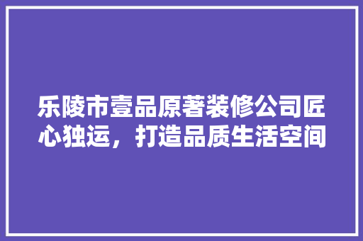 乐陵市壹品原著装修公司匠心独运，打造品质生活空间