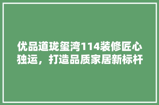 优品道珑玺湾114装修匠心独运，打造品质家居新标杆