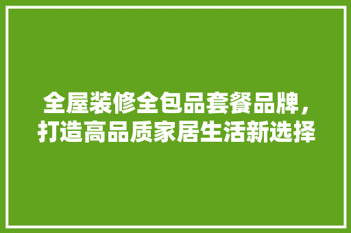 全屋装修全包品套餐品牌，打造高品质家居生活新选择