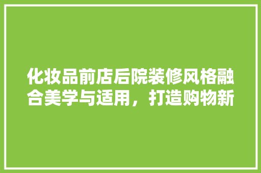化妆品前店后院装修风格融合美学与适用，打造购物新体验