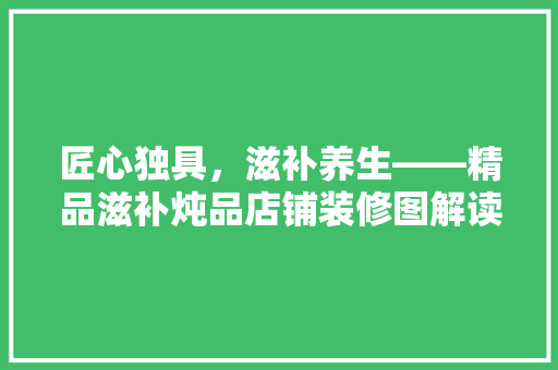 匠心独具，滋补养生——精品滋补炖品店铺装修图解读