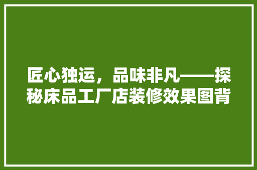 匠心独运，品味非凡——探秘床品工厂店装修效果图背后的设计哲学