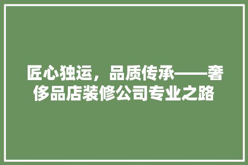 匠心独运，品质传承——奢侈品店装修公司专业之路 新型材料