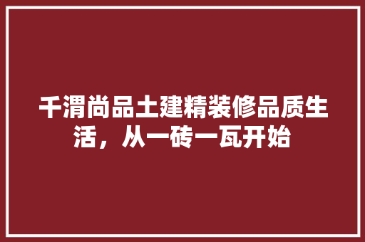 千渭尚品土建精装修品质生活，从一砖一瓦开始