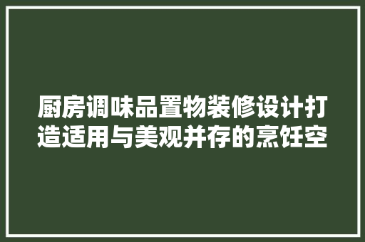 厨房调味品置物装修设计打造适用与美观并存的烹饪空间