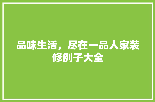品味生活，尽在一品人家装修例子大全