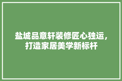 盐城品意轩装修匠心独运，打造家居美学新标杆