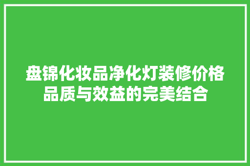 盘锦化妆品净化灯装修价格品质与效益的完美结合