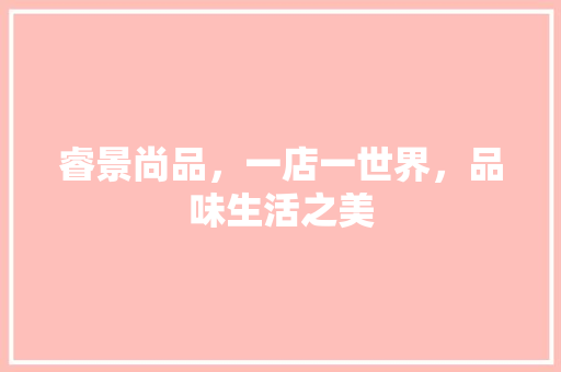 睿景尚品，一店一世界，品味生活之美