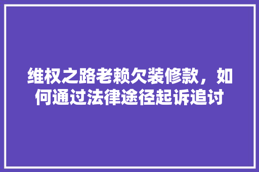 维权之路老赖欠装修款，如何通过法律途径起诉追讨